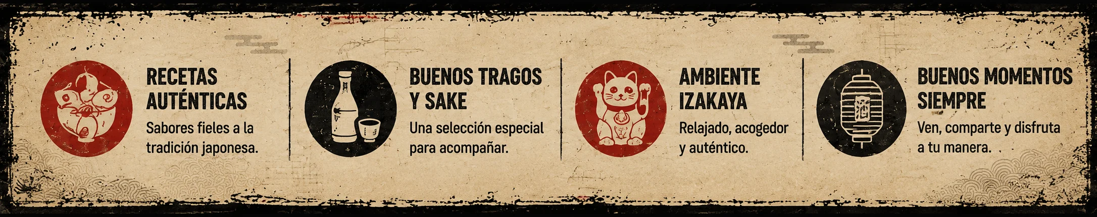 Recetas auténticas, buenos tragos y sake, ambiente izakaya y buenos momentos