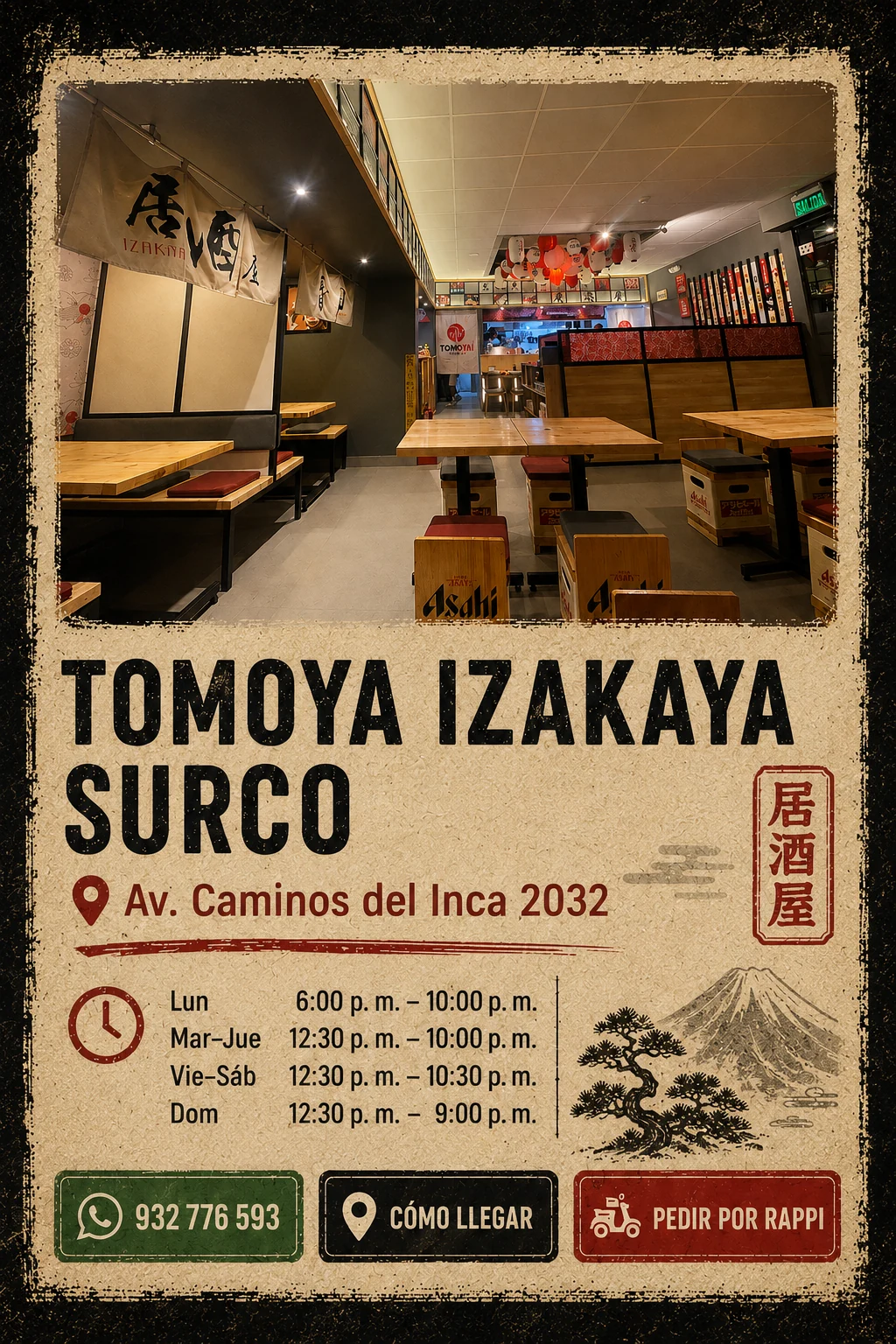 Tomoya Izakaya Surco, Av. Caminos del Inca 2032